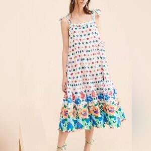 Floe Buvard for Anthropologie Oversized Floral Midi Dress Size XS
